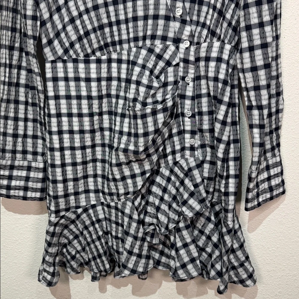 Veronica Beard Ruffled black/white Gingham lined mini dress size Medium - Picture 5 of 9